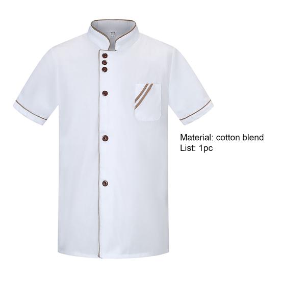 Chef Top Unisex Pocket Lightweight Comfortable Short Sleeve Stand Collar Catering Breathable Easy To Wash Chef Shirt for Work