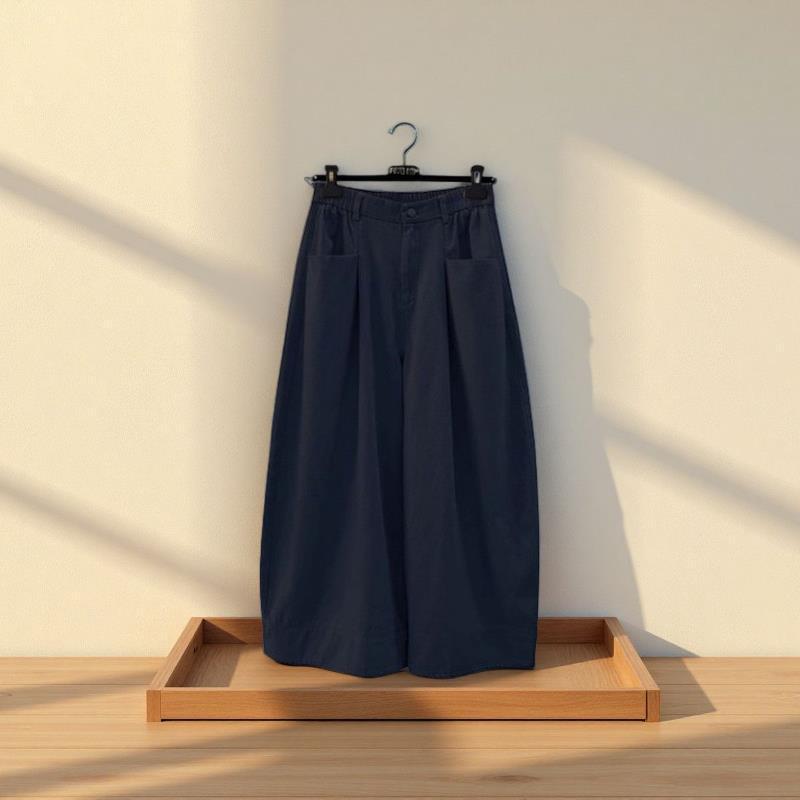 Khaki Korean Style High-Waisted Wide-Leg Slimming Pants for Women