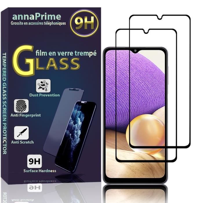 Film de protection d'écran - VCOMP - Samsung Galaxy A32 5G - Verre Trempé - Pack de 2 - Noir