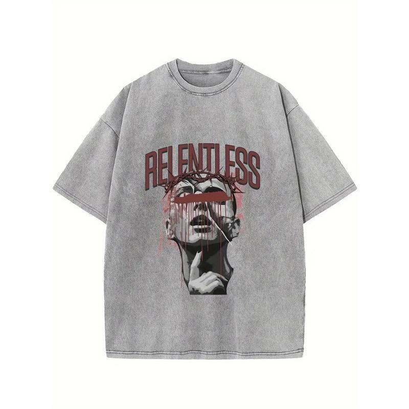 

European sizes Men s T-Shirt, Featuring a Printed T-Shirt That Offers for All. Wax-Printed T-Shirt Embodies Retro Fashion, Ideal for Summer Wear M серый