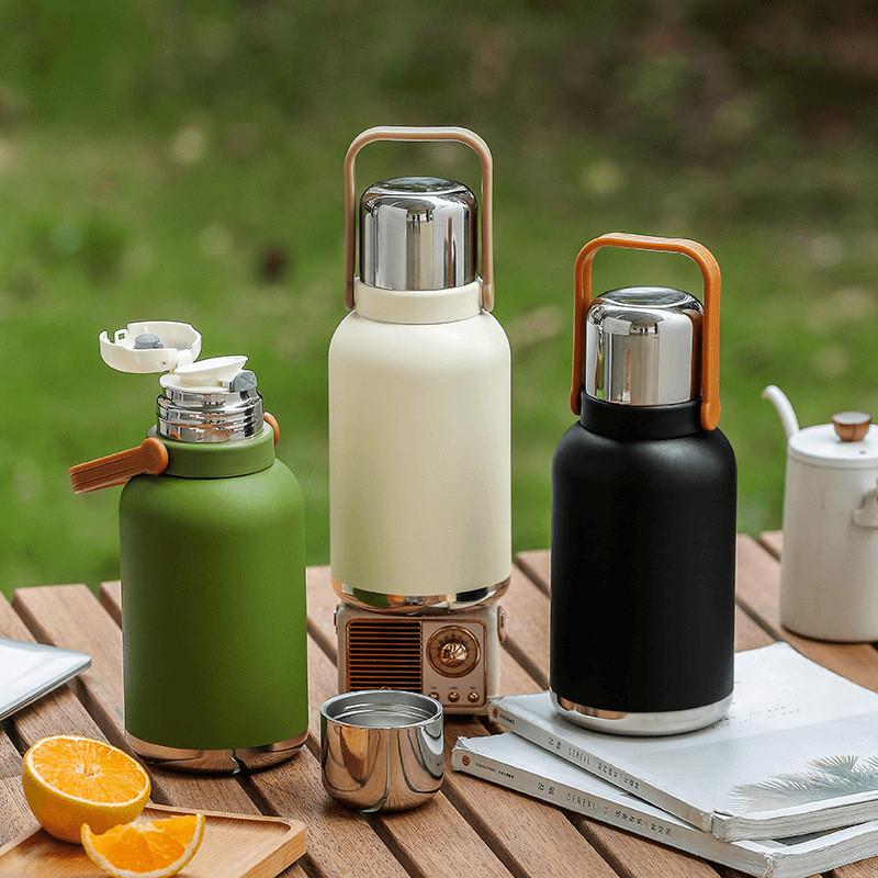 Stainless Steel Insulated Travel Mug With Large Capacity And Handle For Outdoor Use