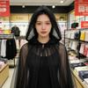 Black Bridal Shawl Witch Cosplay Cloak Halloween Cape Game Party Costume Props Holiday Dress Up Vampire Costume