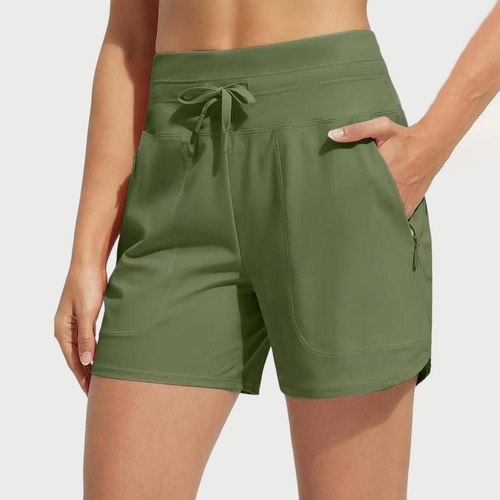 Women's Summer Loose Casual Solid Color Sports Shorts High Waisted Running Shorts With Pockets