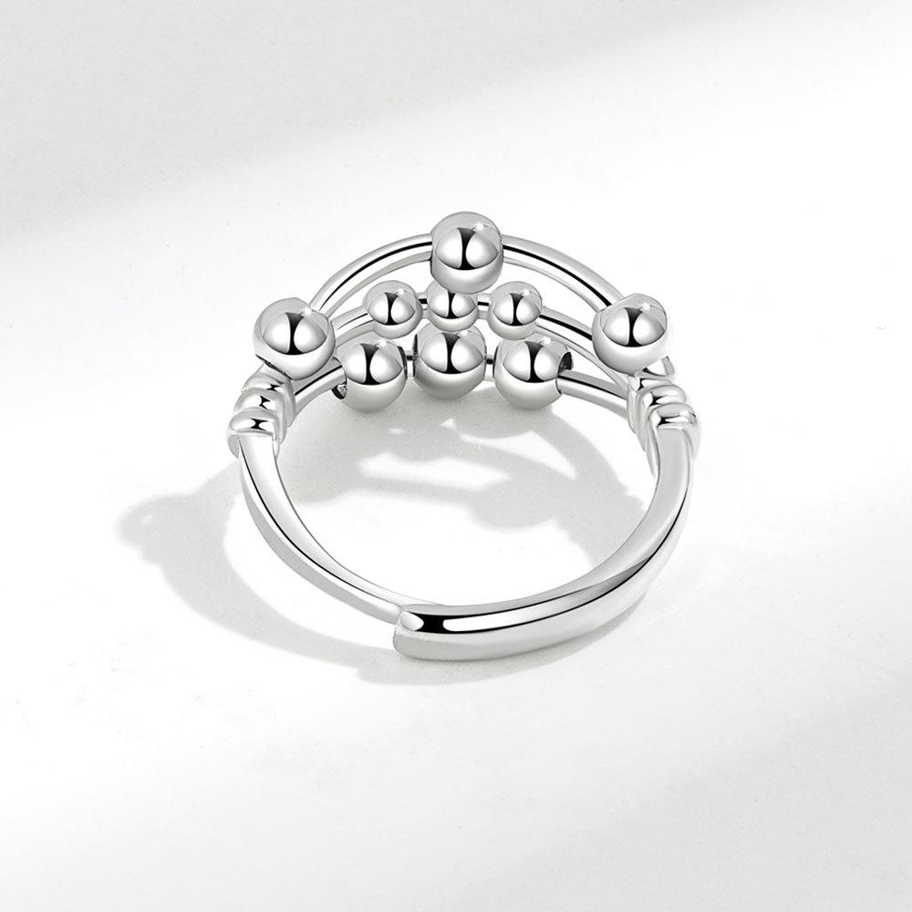 Anti Stress Knuckle Ring Woman Rotate Freely Beads Stacking Copper Wedding Anxiety Relife Spinning Ring Anillos De Ansiedad