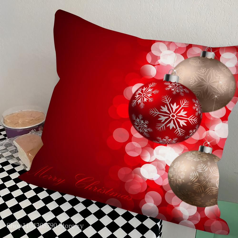 Red Christmas Pillow Case Fashion Square Pillowcase Bedroom Sofa Room Ins Decoration Leisure Cushion Cover 40x40