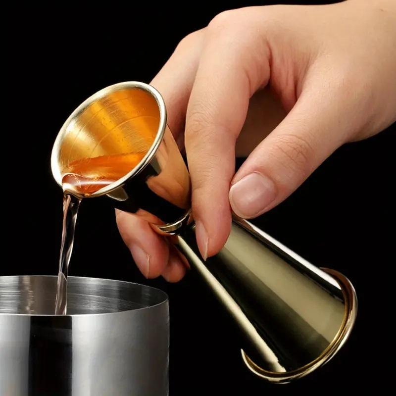 Neuer 30/60ml Cocktail Wein Shaker Messbecher Edelstahl Doppelter Shot Getränke Spirituosen Messbecher Jigger Küchenbedarf Werkzeuge Bar