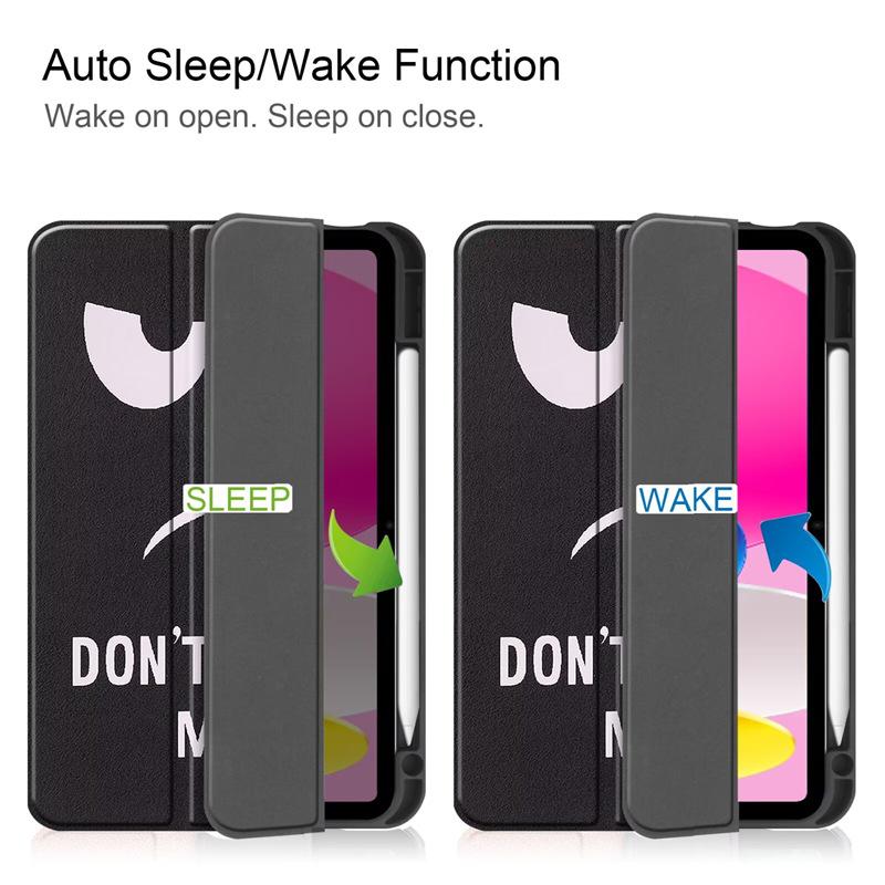 Tri-Folding Back Smart Cover with Pencil Holder For Apple iPad 2025 Mini 4 5 6 7Air M2 M3 A17 pro M4 12.9 13 11 A16 Cartoon Case