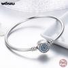WOSTU 100% 925 Silver Original Bracelets Snowflake Blue Eyes Zircon Chain Fit Women Bracelet & Bangle Luxury Jewelry
