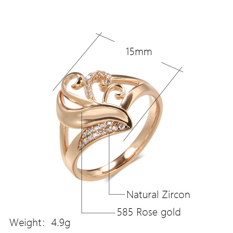 Trendy Women Rings Rose Gold With Natural Zircon Hollow Pattern Ethnic Rings Unique Wedding Jewelry Gift