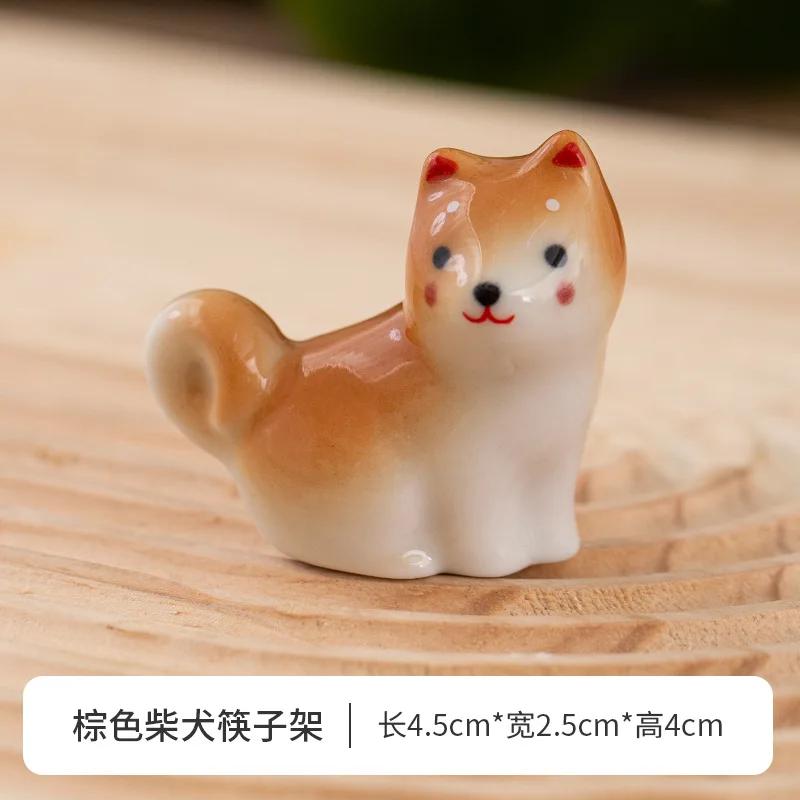 

Японский держатель для палочек Сиба-ину Серия «Животные» Керамические настольные декоративные украшения Подставка для ложки для дома и кухни Милые чайные питомцы