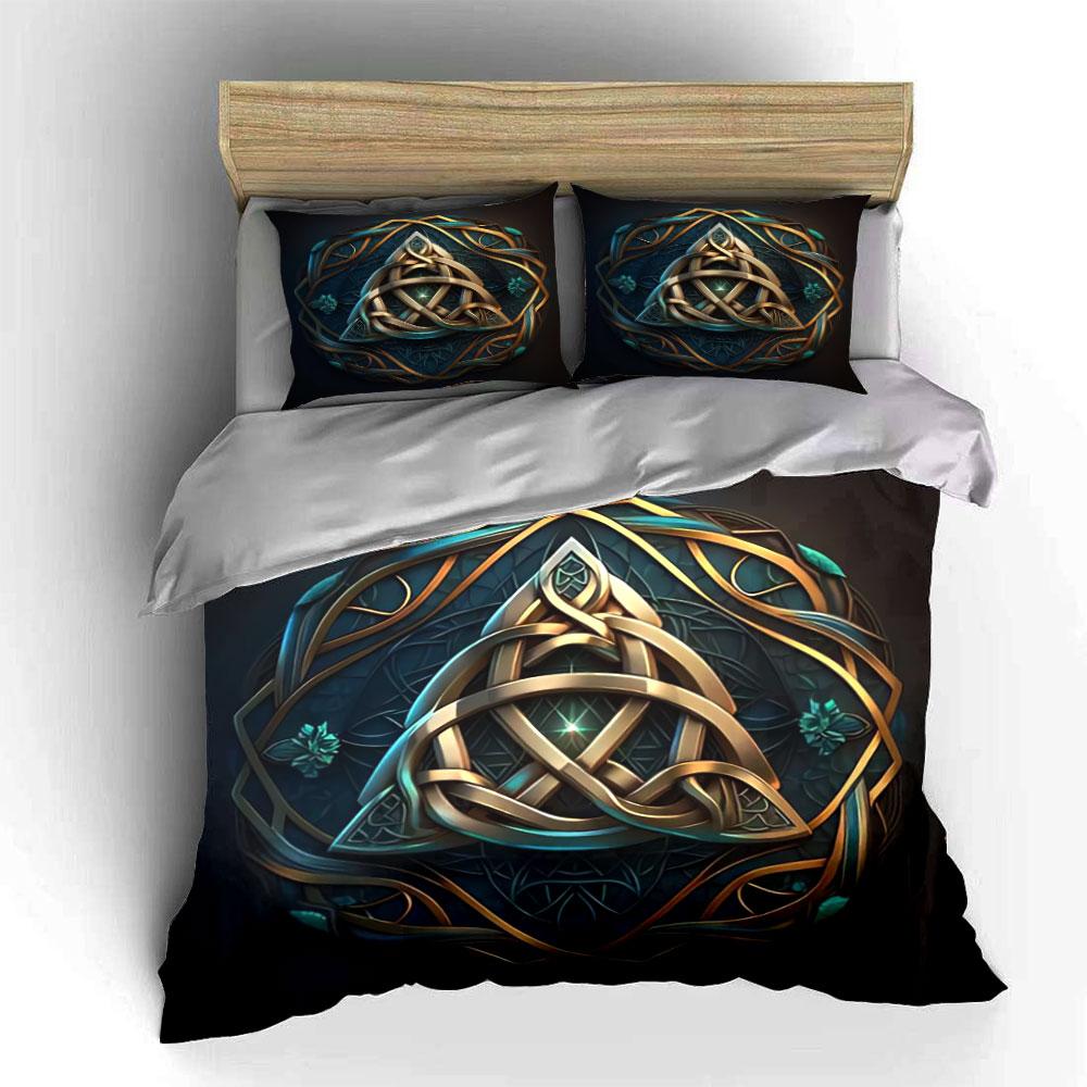 "Celtic Knot Decor Set" Bedding Set with 1 Duvet Cover 2 Pillowcases Single Double King Queen Gift