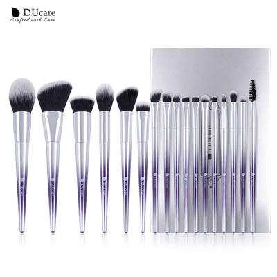 Juego de brochas de maquillaje para mujer, 17 Uds., sombra de ojos en polvo, brocha para base y cejas, pelo sintético, herramientas cosméticas de maquillaje