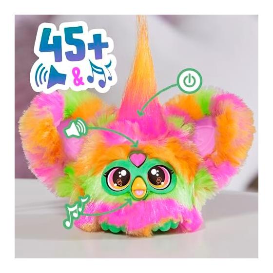 Furby Fur Bullets Party Mini Friend Over 45 Sounds, Furby Language, Electric Plush Toy, Ages 6+, Multicolor G0400 Genuine Product