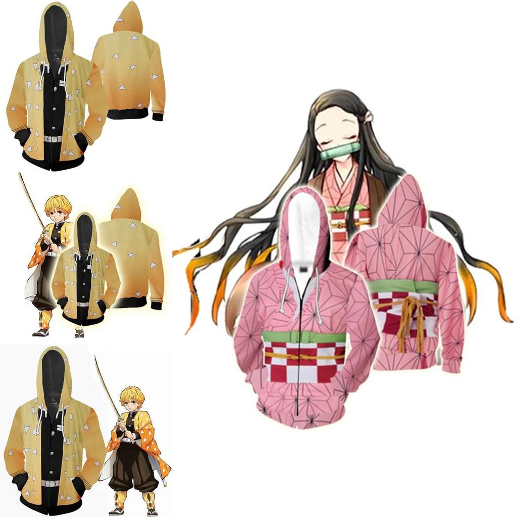 Demon Slayer Kimetsu No Yaiba Lebendiger Weicher Kapuzenpullover mit Reißverschluss für Komfort