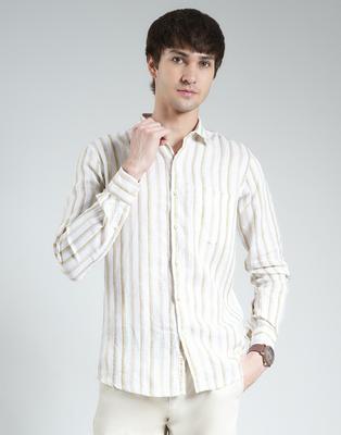 Men's Regular Fit Striped Shirt | Half Sleeves | Spread Collar | Front Pocket | Stylish & Casual Shirt for Men