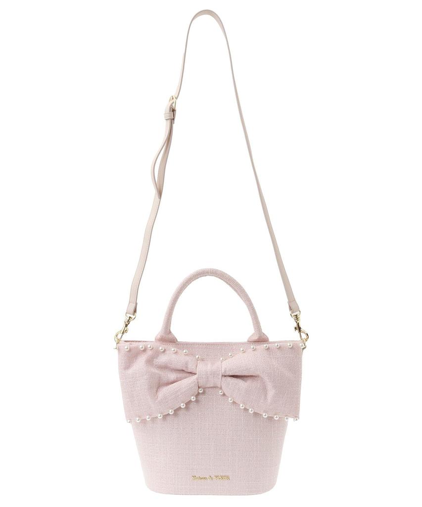 Maison de Fleur Women's Tweed Pearl Shoulder Bag, Off-White