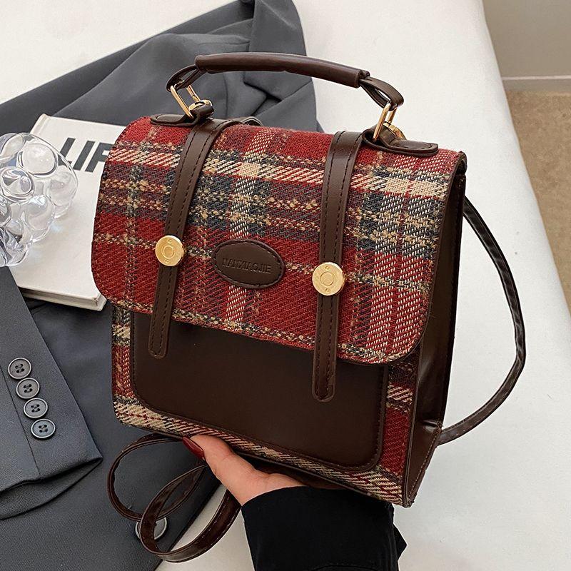 

Backpack Women s Backpack Special-Interest Design Bag 2025 New Arrival Fall Winter Fashion Multi-Use Portable College Gingham Schoolbag Red without pendant