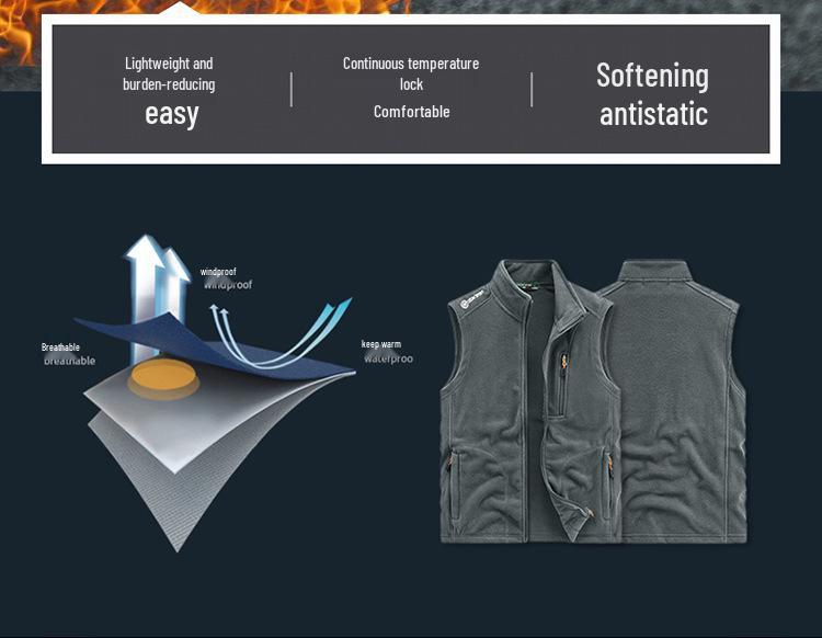 2024 Men's Autumn Fleece Vest Outdoor Sports Hoodie Jacket