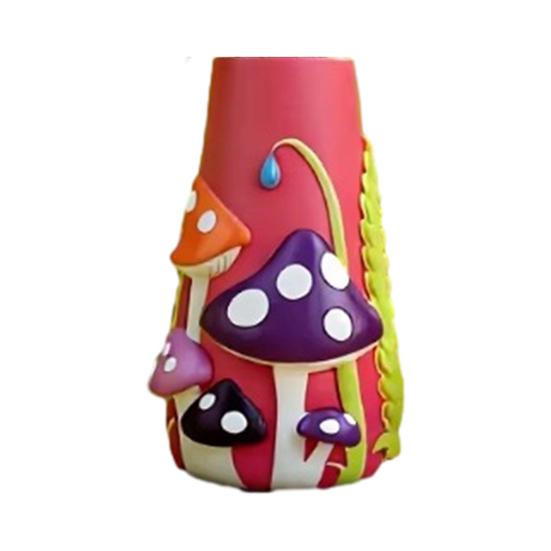 

Pastel Mushrooms Vase Resin Colorful Mushroom Decorative Flower Vase for Living Room Dining Office Coffee Table