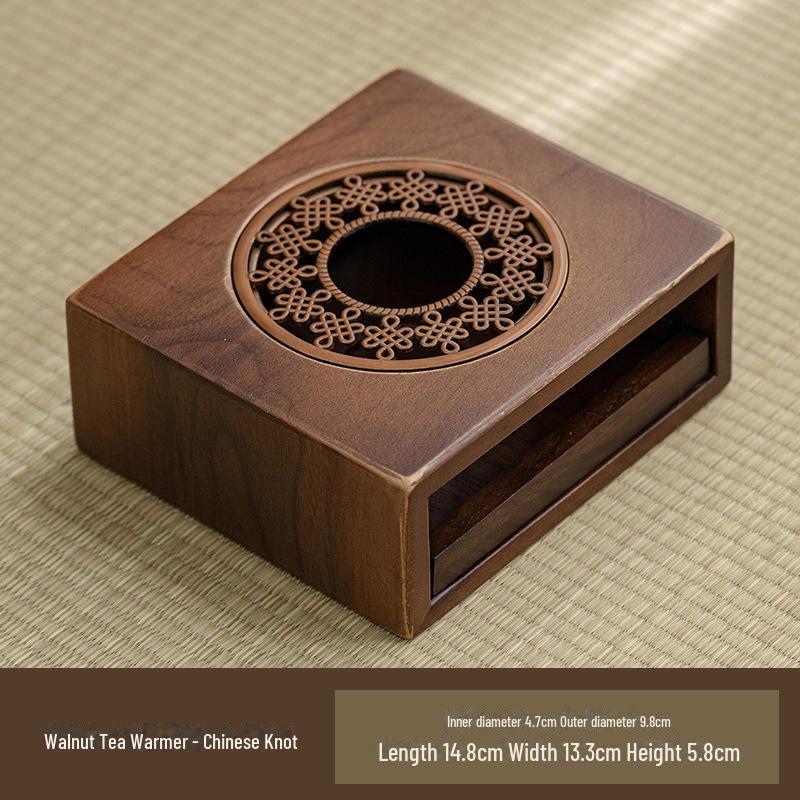 

Подставка для подогрева чая из орехового дерева с нагревательной основой для свечей Chinese Knot