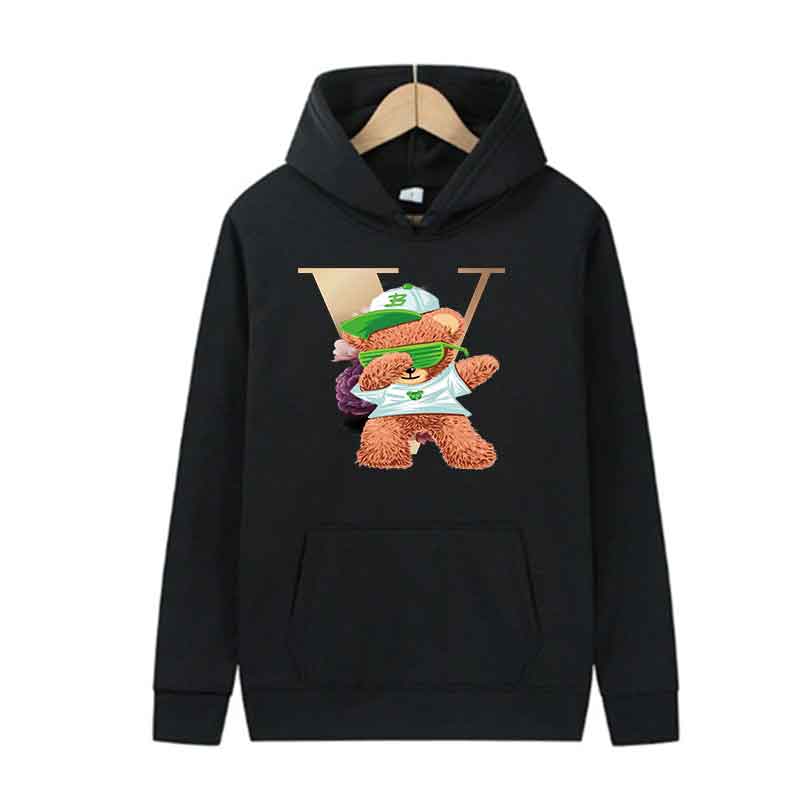 Spring Autumn Fashion Casual Hooded Sweatshirt Men Women Fashion Simple Hoodie Creative Little Bear Dancing Printing Unisex Top