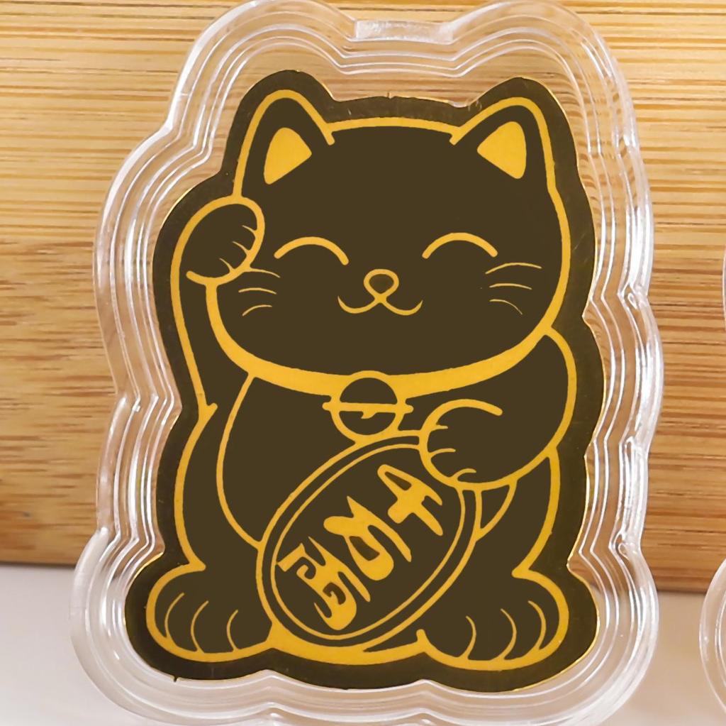Douyin Lucky Cat Pure Gold Foil Phone Sticker - Good Luck Charm
