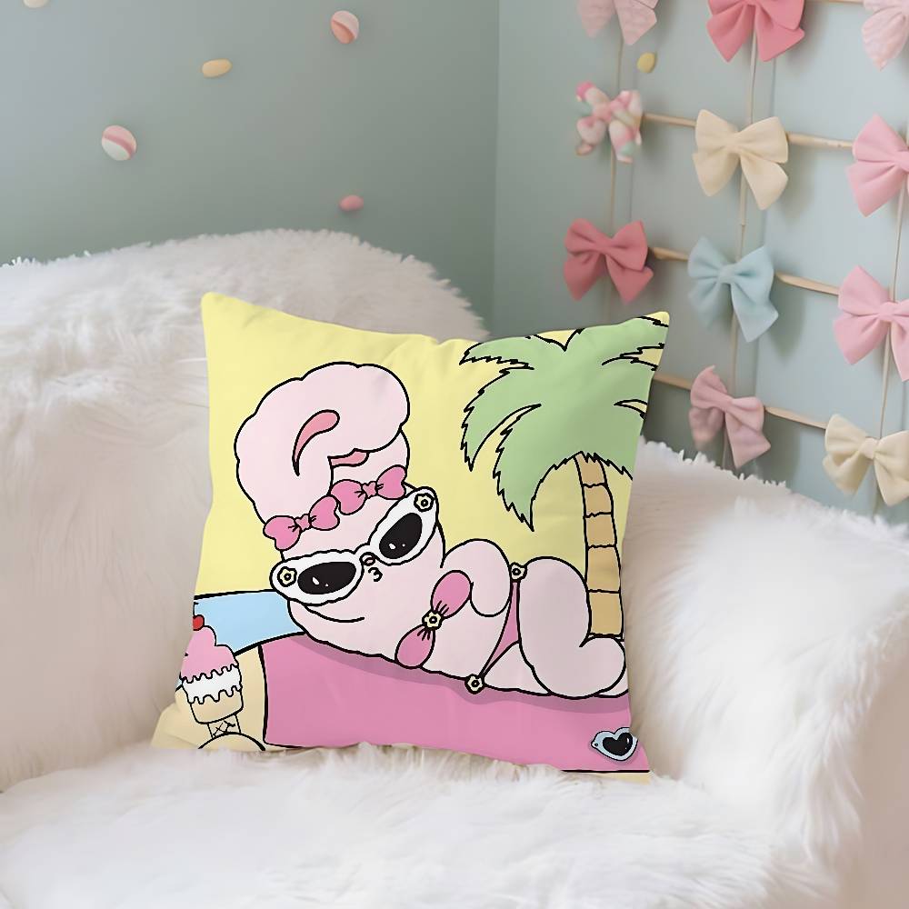 

E-Esther-B-Bunnys Pillow Case Cushion Cover Soft Cute Throw Pillow Case For Car Sofa Pillowcase Polyester With Zipper 40cmx40cm