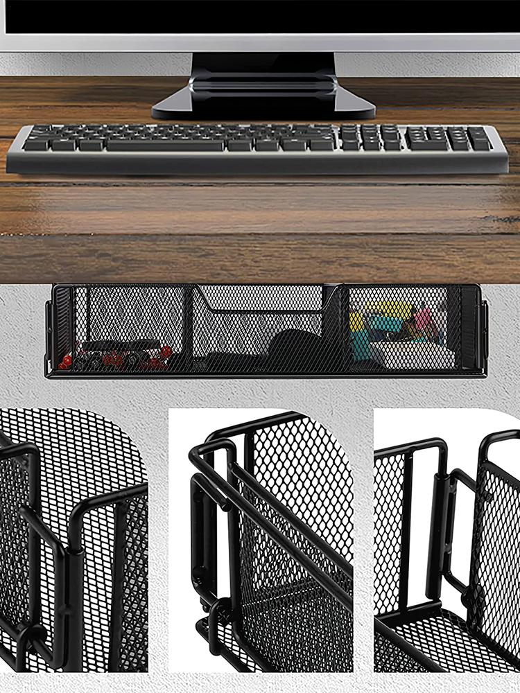 Under Desk Storage desk drawer Under Table Tray Basket hanging storage rack stationery tool storage partition storage rack CN