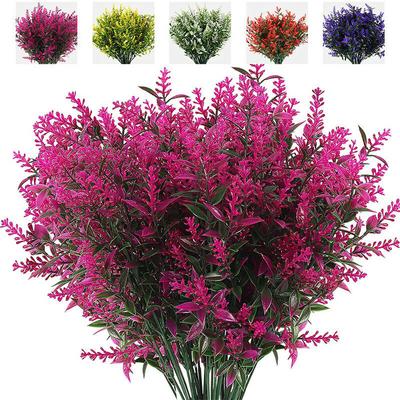 8 Stück Künstliche UV-Beständige Falsche Blumen Künstliche Pflanzen Kunststoffdeko Außen Kunststoff Lavendel Falsche Blume Hochzeitszubehör