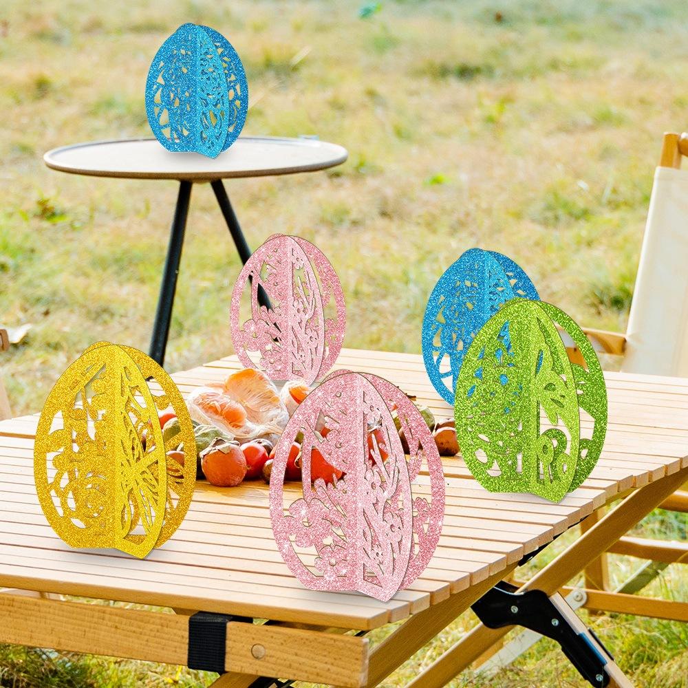 8PC Easter 3D Eggs Rabbit Desktop Ornament for Easter Party Hollow Egg Tabletop Decoration 2025 Spring Party Bunny Easter Eggs