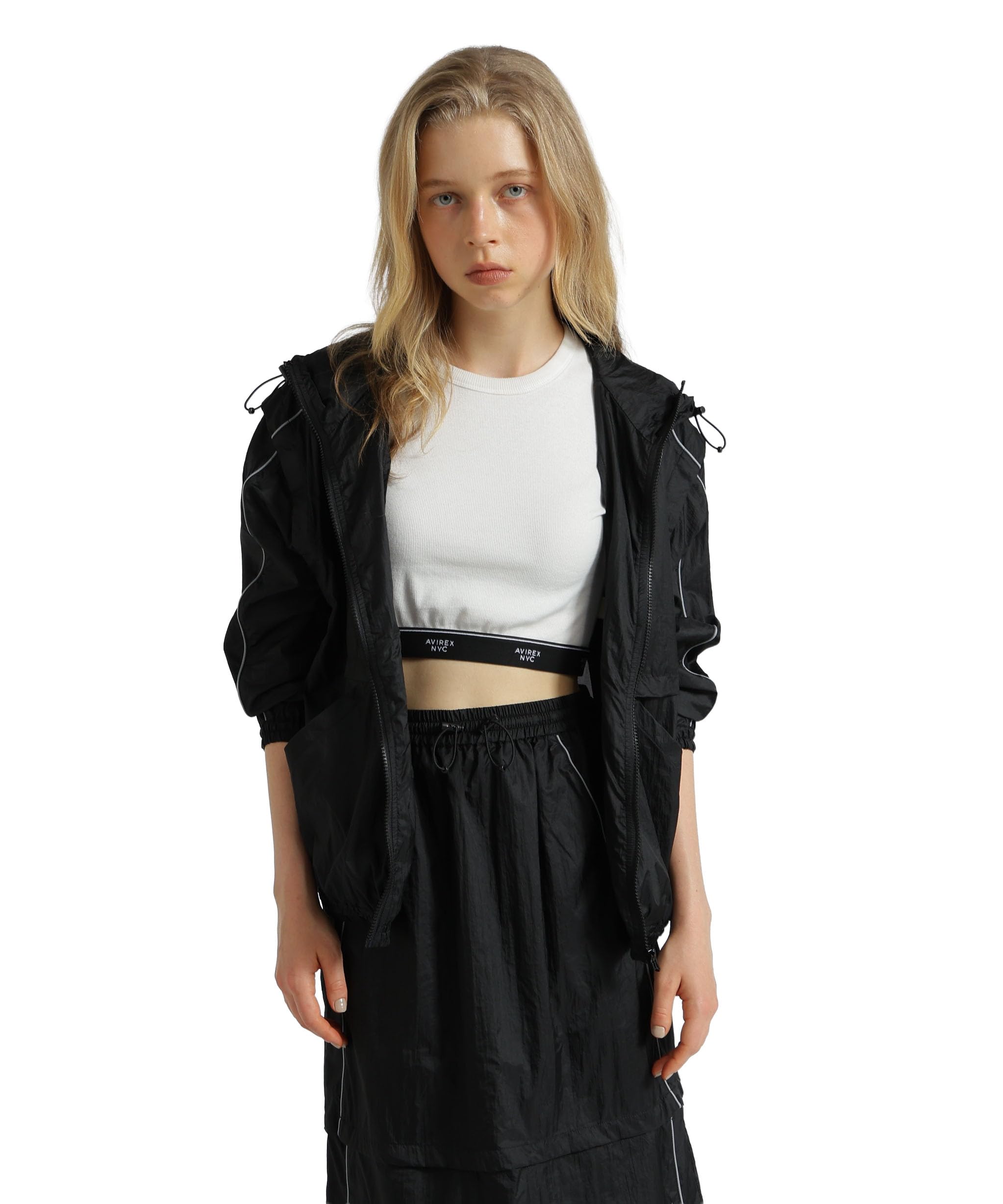 

AVIREX SHEER COLOR SCHEME HOODIE JACKET women s F 010 black 783-5252602