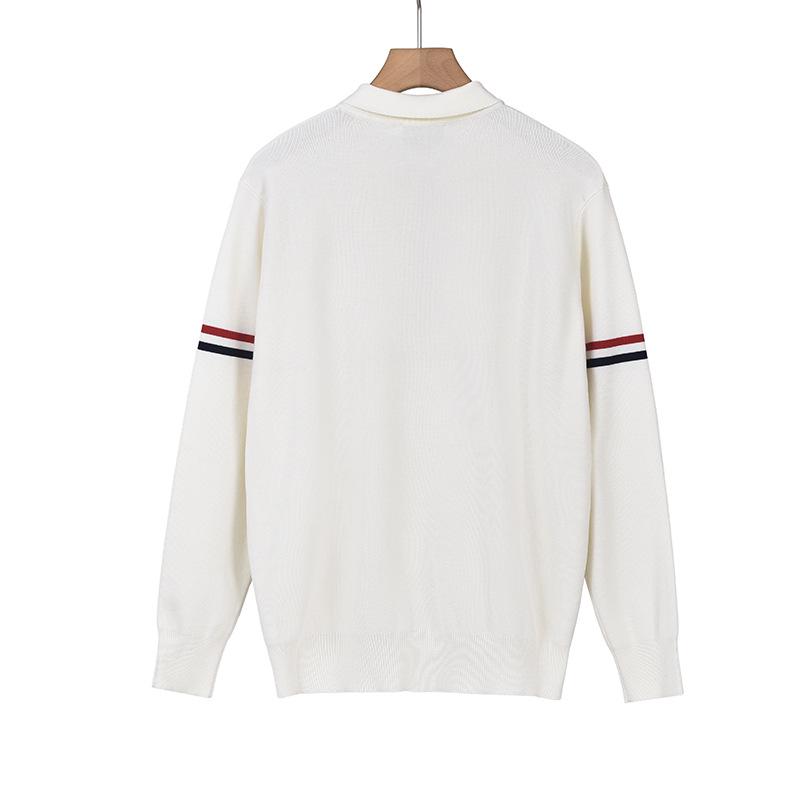BROWIN2025 Autumn Lapel Striped Wool Sweater - Korean Style Casual Knitwear
