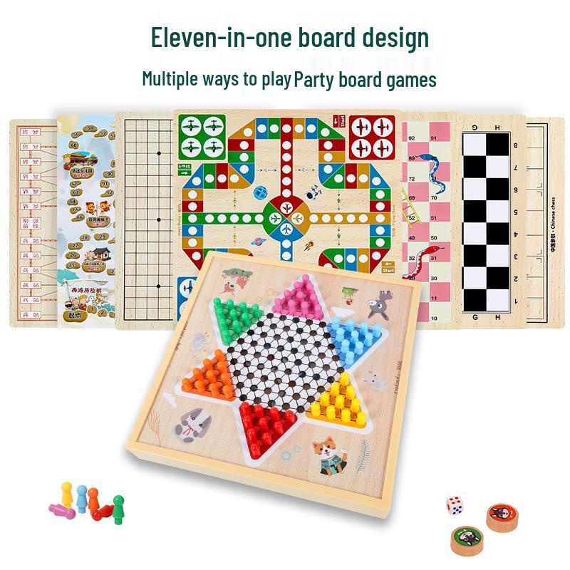 Magnetic 5-in-1 Game Board: Go, Five-in-a-Row, Flying Chess, Checkers, Chinese Chess - Educational Fun for Kids