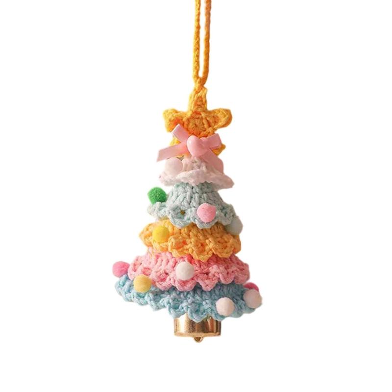 Christmas Car Hanging Ornament Hand Knitted Christmas Tree Shape Hanging Decoration For Bedroom Door Vehicles Interiors