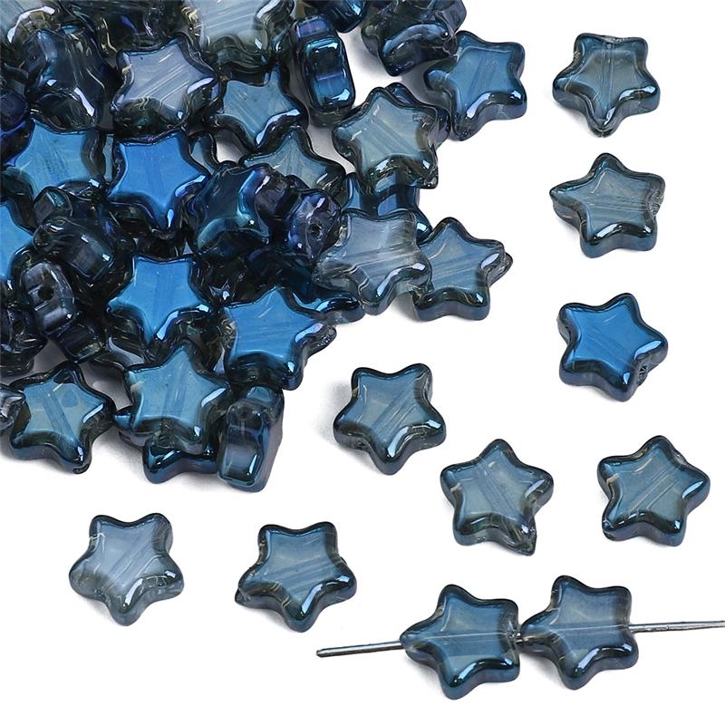 10 stk Pentagram krystallglassperler belagte fargede løse avstandsperler for DIY-kjede armbånd smykker