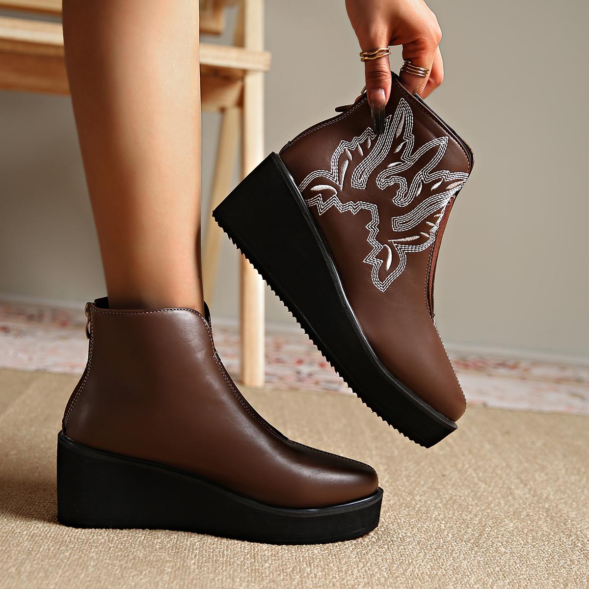 

Женские ботинки Зимние Осенние Ботильоны на танкетке Женские Ботильоны на высоком каблуке Зимние ботинки Короткий плюш Внутренние Увеличенные Туфли на платформе для женщин 36 коричневый