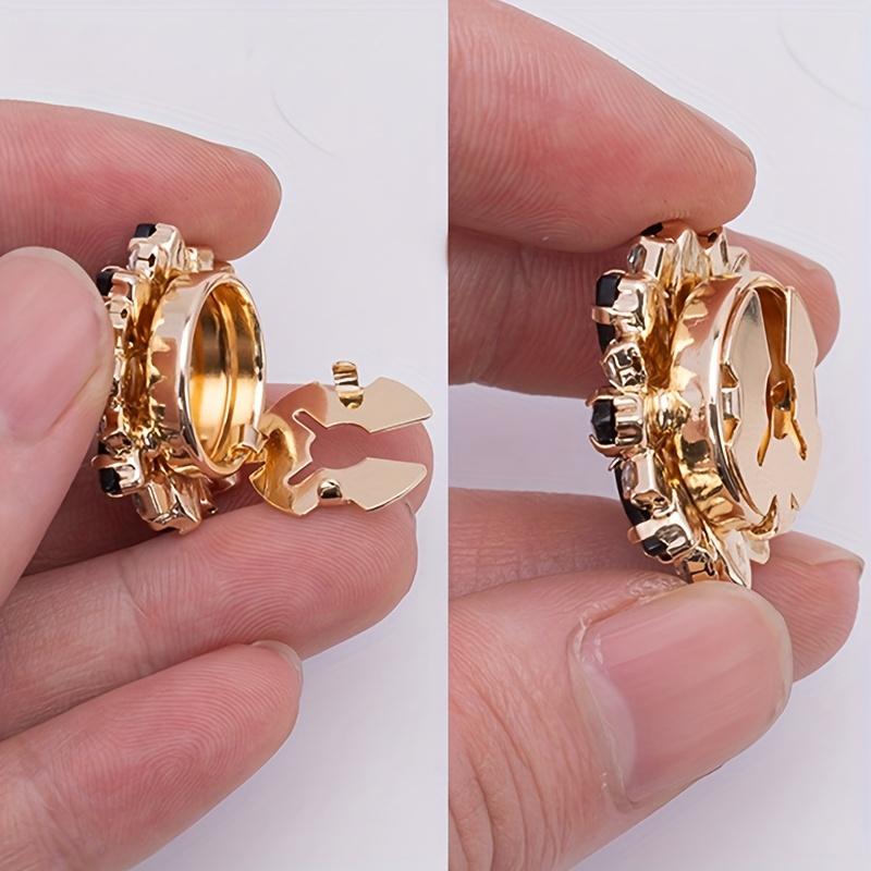 4pcs Women's Elegant Rhinestone Faux Pearl Button Set - Multiple Styles Available, Detachable Clip Design, Suitable for Dresses/Suits/Shirts