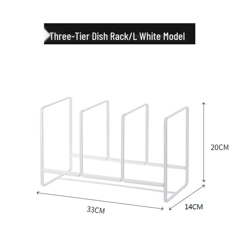 Japanese-Style Metal Dish Organizer: Cabinet Storage Rack for Plates, Bowls, Cutlery, and Chopsticks