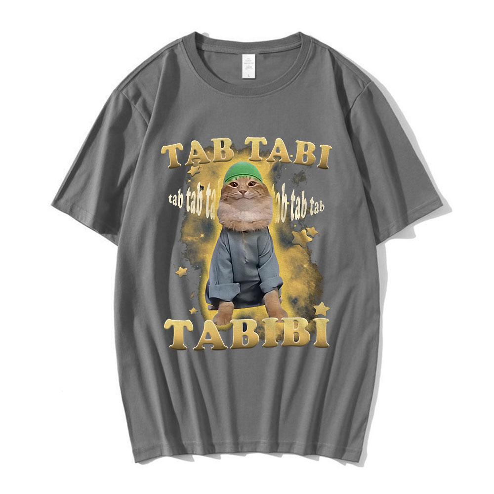 Tab Tabi Tabibi Lustiges Halal Katze Meme T-Shirt Kätzchenliebhaber Geschenk Männer Frauen Kleidung Vintage Kurzarm T-Shirt Baumwoll T-Shirts