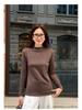 Women’s Slim Fit Brushed Fleece Lined Stand Collar T-Shirt with Long Sleeves for Spring, Autumn, and Winter.