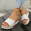 Large Size Summer Slippers Women's Wear New Fashion One-word Slope Heel Cool Slippers