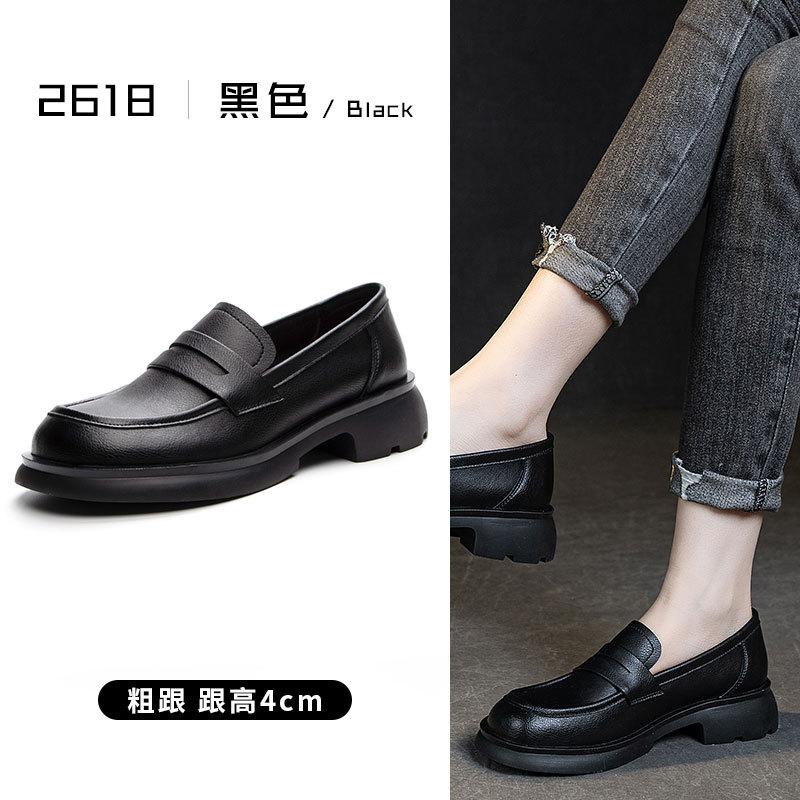 Loafers Women's Spring and Autumn 2025 Handmade Cowhide Soft-soled Single Shoes Fashion Lazy Shoes Women's One-pedal Retro