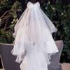 Accessories New Photo Veil Lace Edge Short Simple Wedding Veil With Comb Women's Tulle Bridal Veil