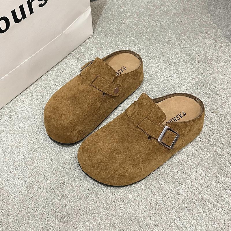 Fashion 2025Spring New Women's Shoes Fashion Suede Leisure Slippers Retro Baotou Half Slippers for Women Outdoor Non Slip Beach Slippers