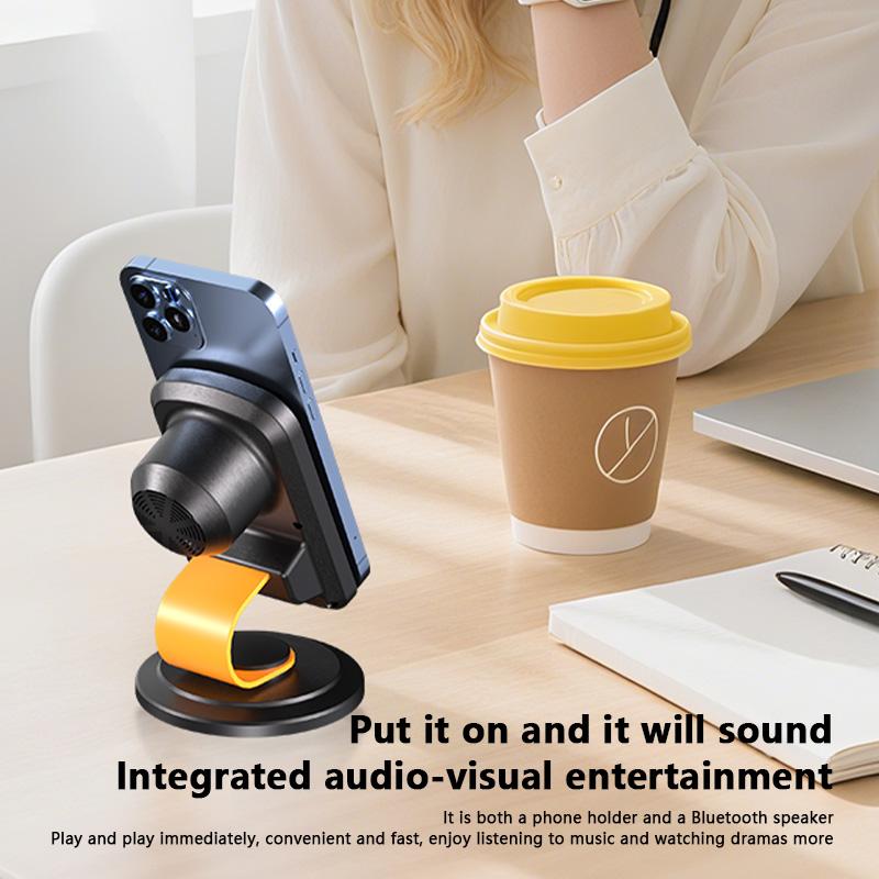 (3 In 1)Bluetooth Sensing 2 Mode Phone Holder Wireless Speaker Portable Surround Sound Subwoofer Boombox Tablet Brack Lazy Stand