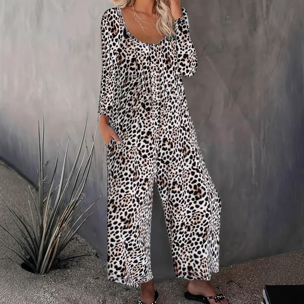 

Женский свободный комбинезон с длинными рукавами и круглым вырезом в стиле хип-хоп с принтом D XXL белый