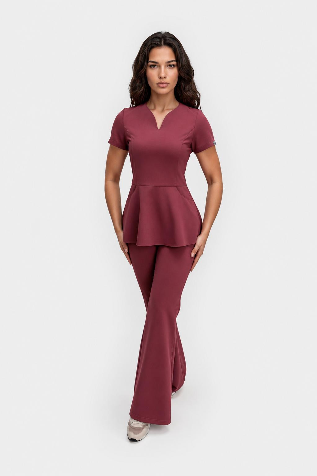 Bluză Kate Roselle cu peplum brown