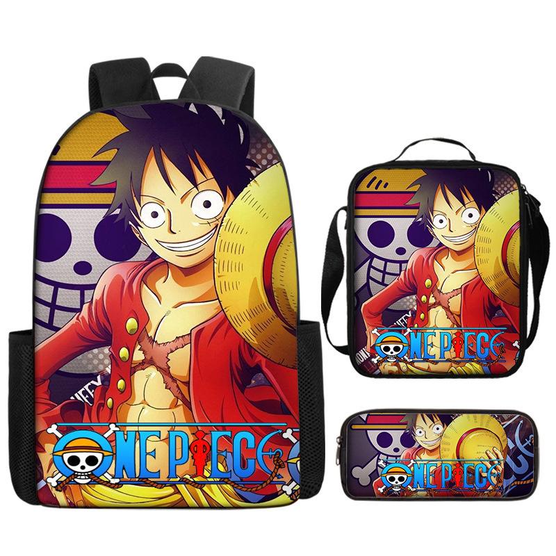 One Piece One Piece Backpack Primary And Secondary School Schoolbag Voyager King Backpack Cartoon Schoolbag Three-Piece Set