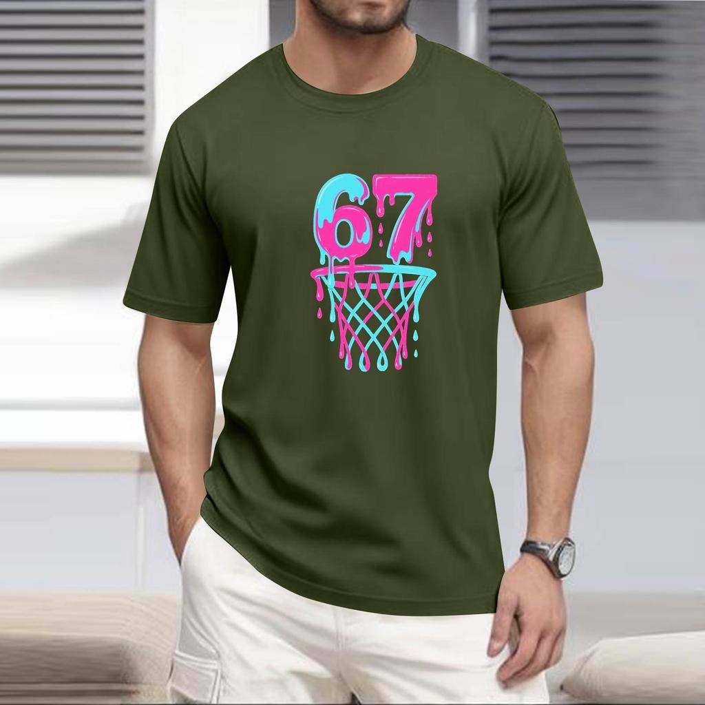 Men's  Popular T-shirt Printed Round Neck Short Sleeve T-shirt