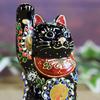 Waza no Kura Stylish Kutani Ware Right Black with Perfect for Grand Business Birthday Gift Maneki-neko (beckoning cat) Hand, Glaze, Cushion, Opening,